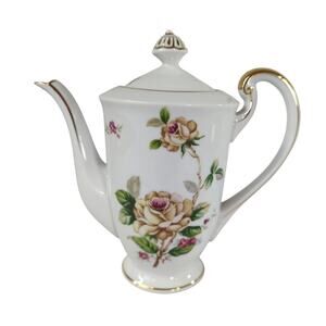 Lynmore Fine China Golden Rose RARE Mini Coffee Pot and Lid Japan